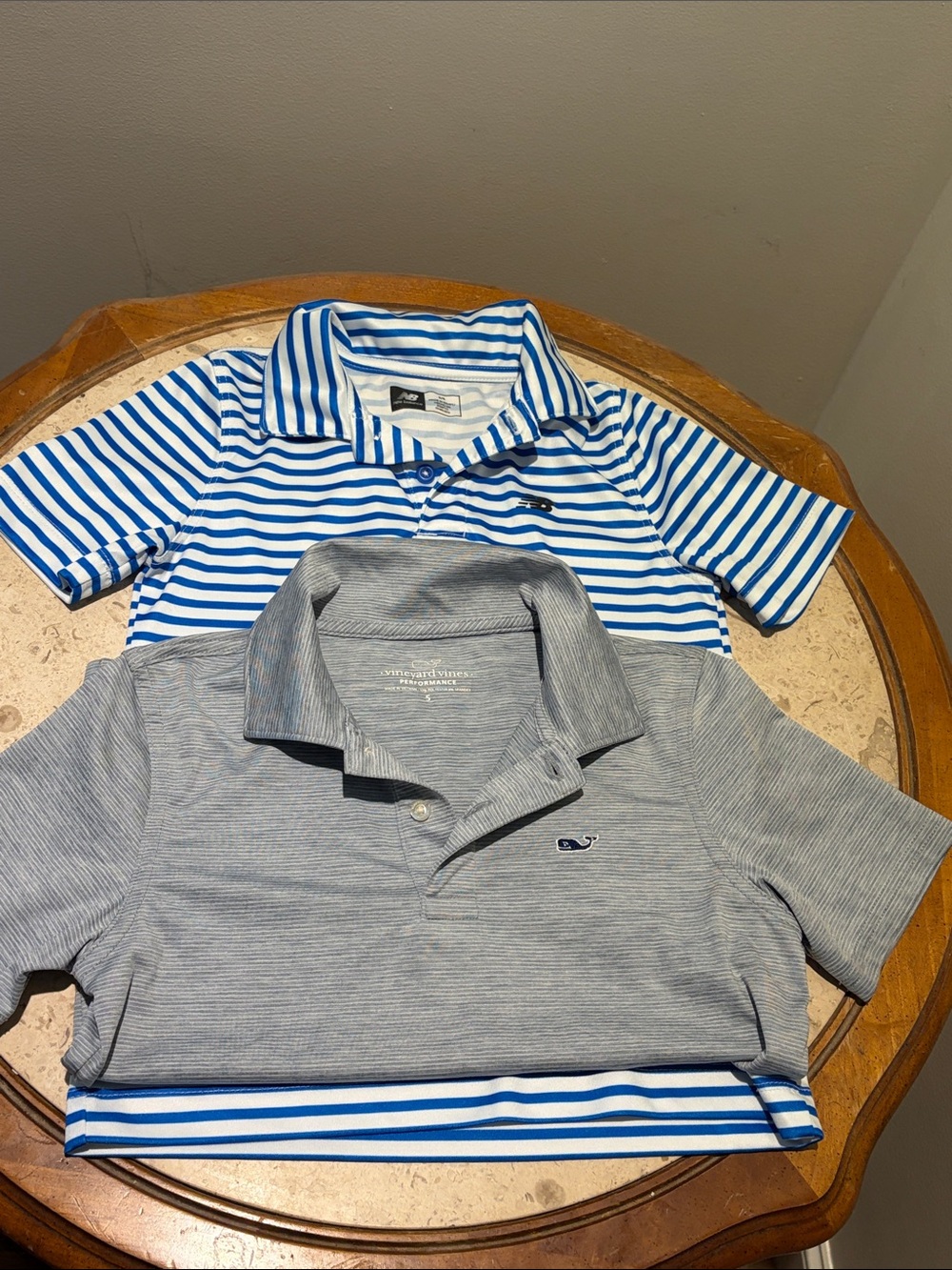 Lot of 2- Boys performance polo- vineyard vines & new balance